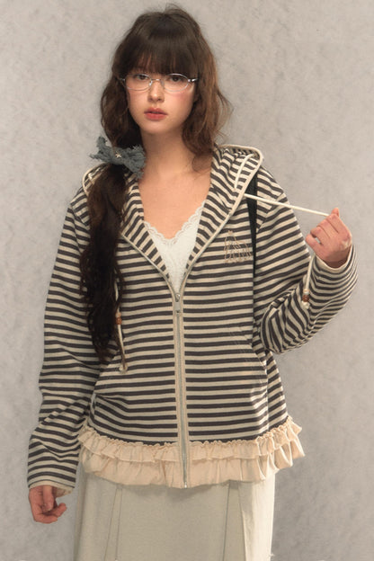 Kapuzen-Reißverschluss Strickjacke-Sweatshirt