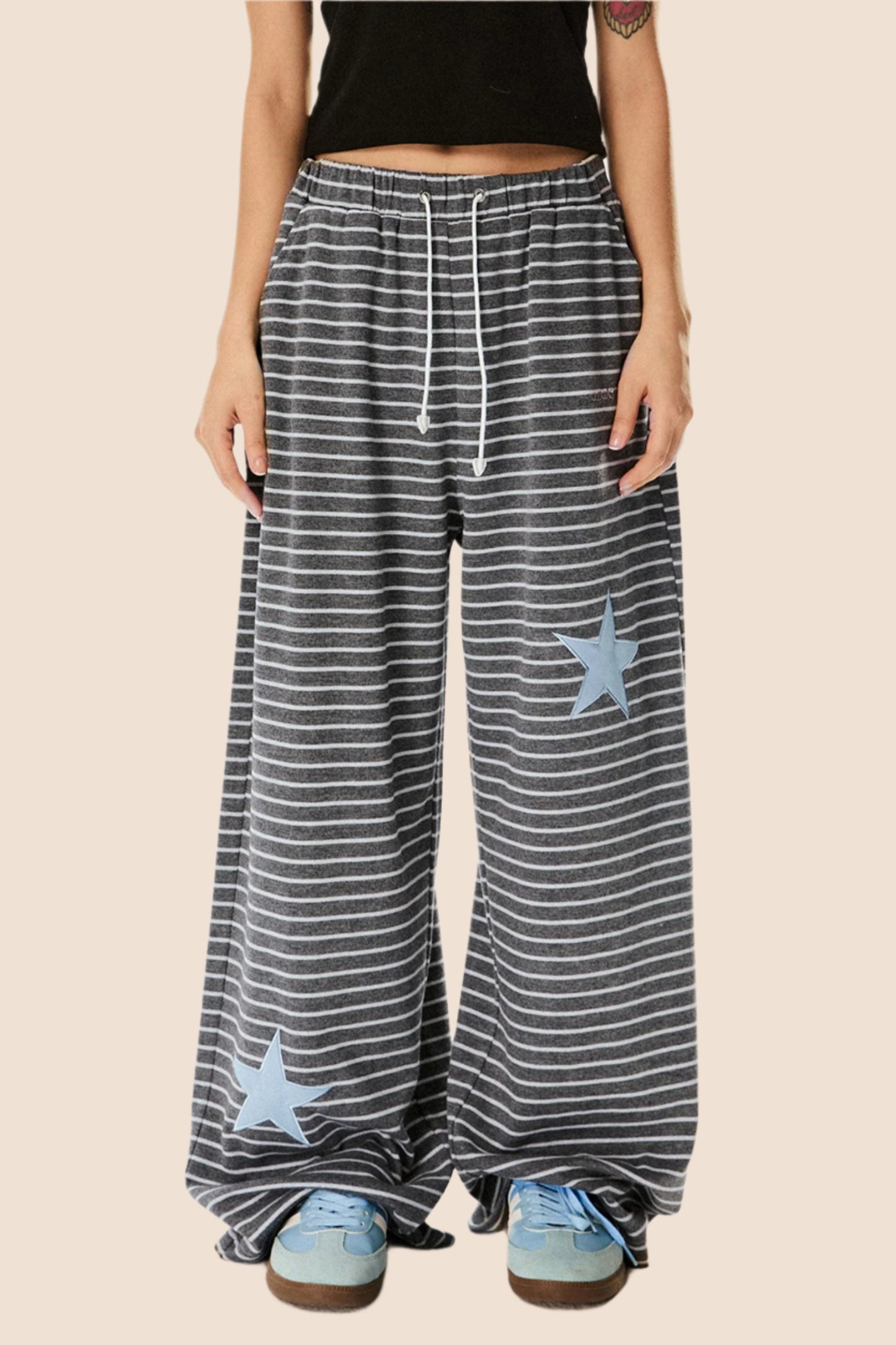 Loose Casual Striped Wide Leg Totem Pants