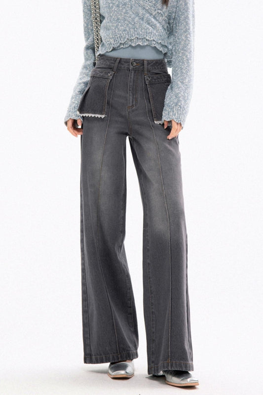 Trendy High-Waist Stacked Jeans