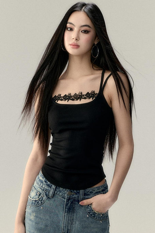 Slim Lace Cropped Camisole Top