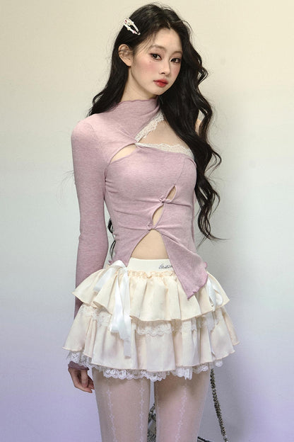 Elegant Half-High Neck Lace Top