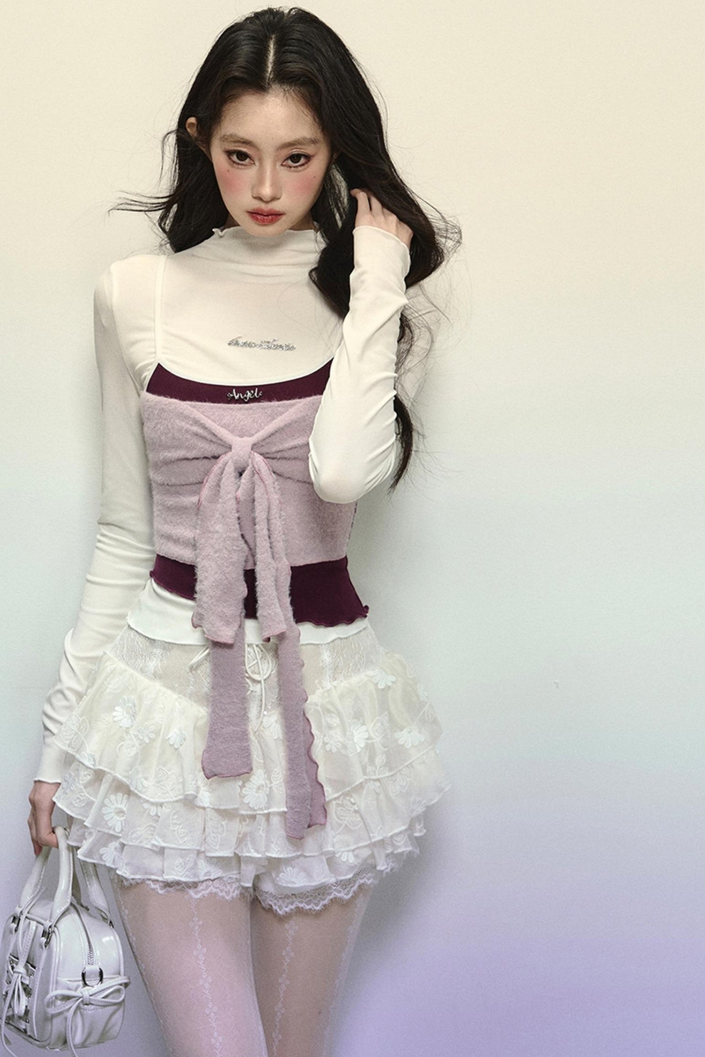 High-Waisted Jacquard Short Skirt