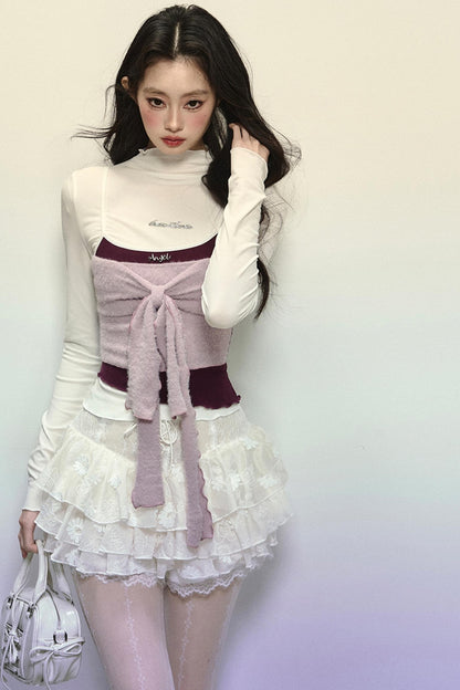 High-Waisted Jacquard Short Skirt