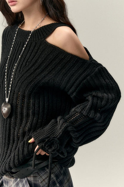 Two-Way Rose Bow Knit Sweater