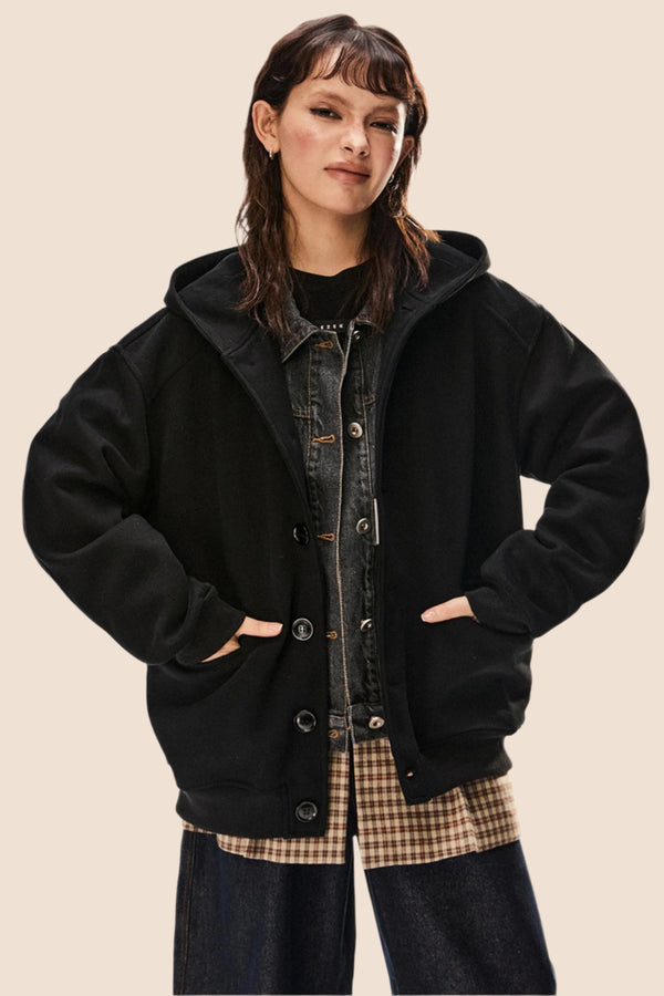 Casual Hooded Sweatshirt Jacket