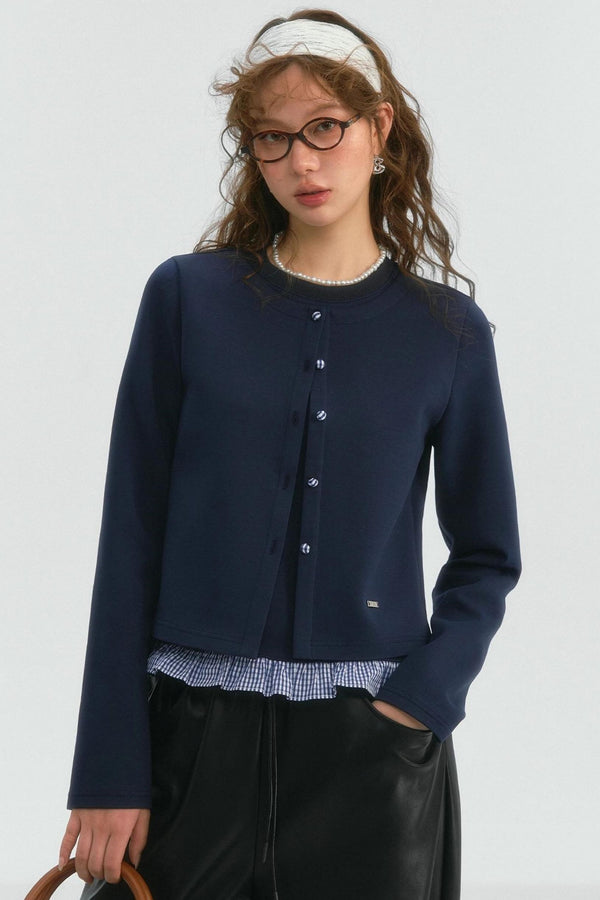 Crewneck Layered Lace Cardigan