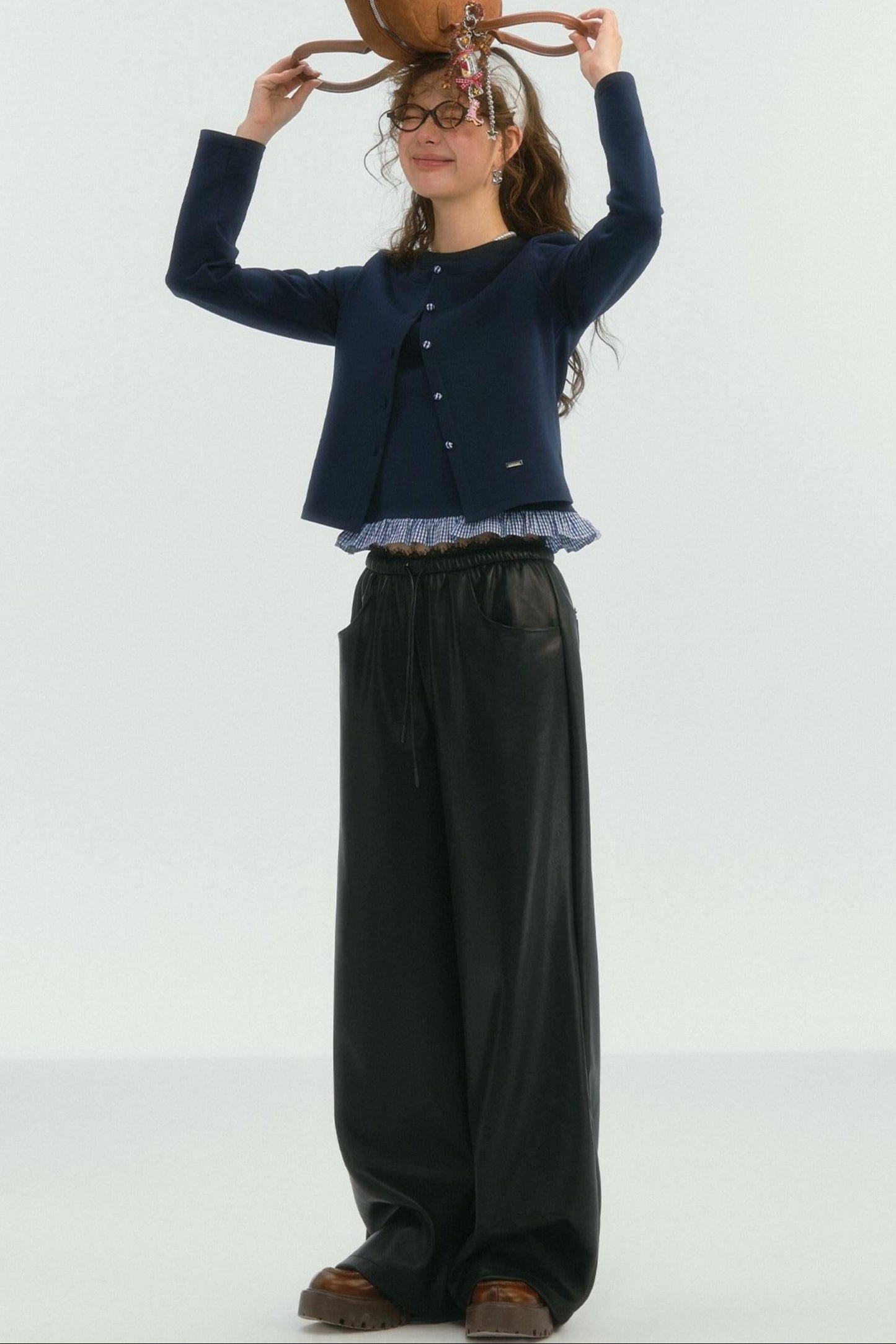 Crewneck Layered Lace Cardigan