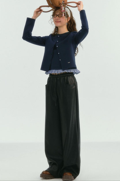 Crewneck Layered Lace Cardigan