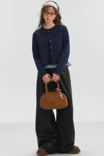 Crewneck Layered Lace Cardigan