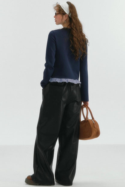 Crewneck Layered Lace Cardigan