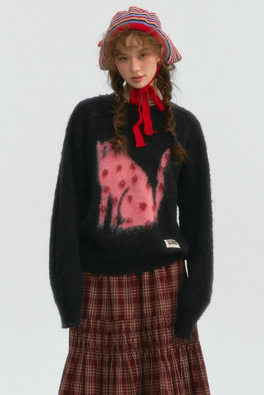 Good Luck Cat Wool Top