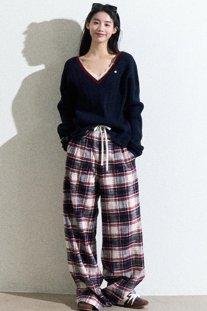 V-Neck Wool Cable Knit Top