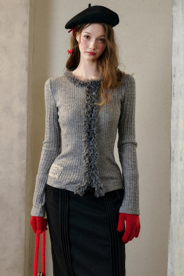 Stretch Knit Cardigan Sweater