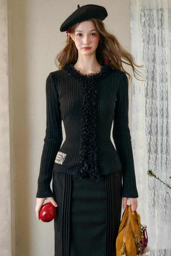 Stretch Knit Cardigan Sweater