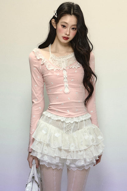 High-Waisted Jacquard Short Skirt