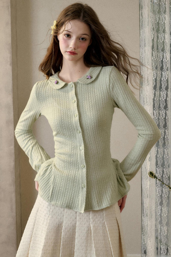 Warmes Blumenstrickoberteil 