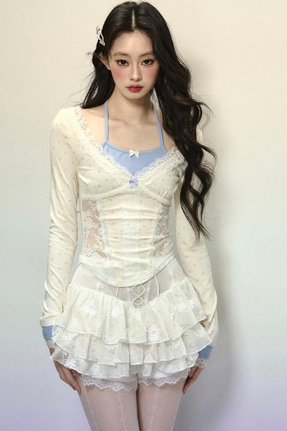 High-Waisted Jacquard Short Skirt