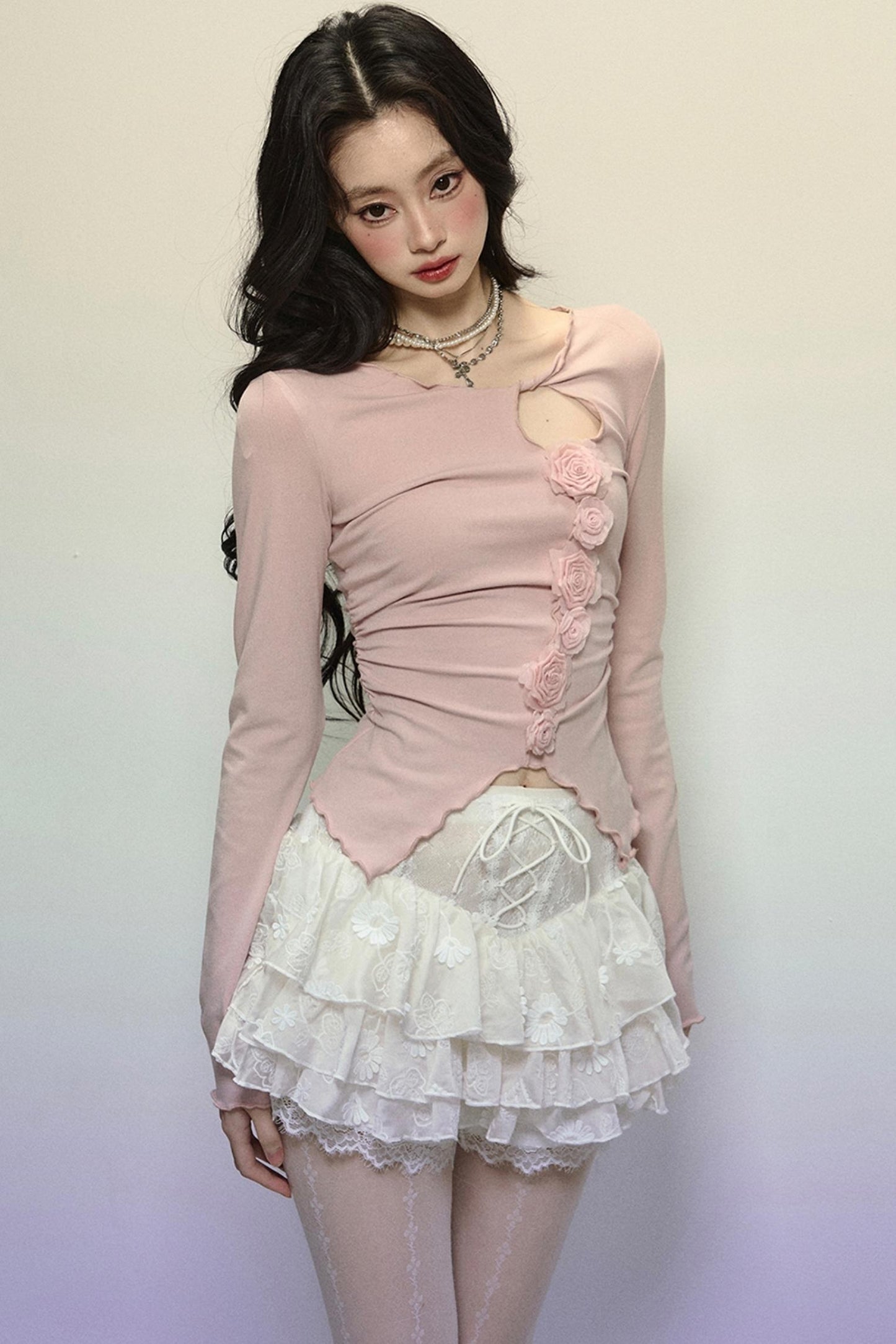 High-Waisted Jacquard Short Skirt