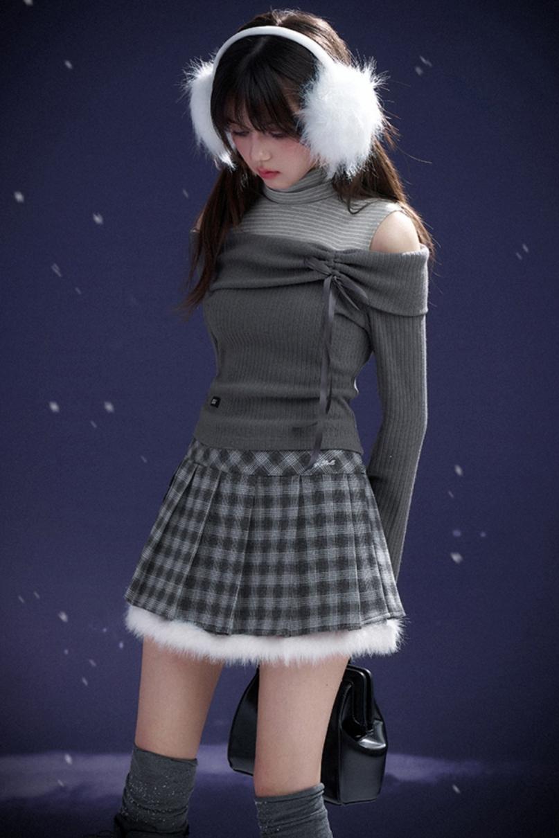Plush Plaid Skirt