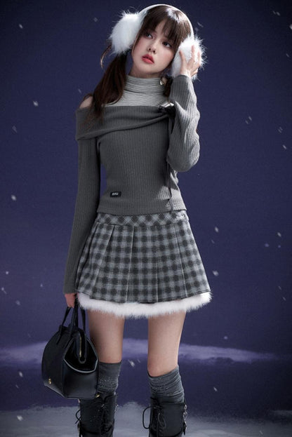 Plush Plaid Skirt
