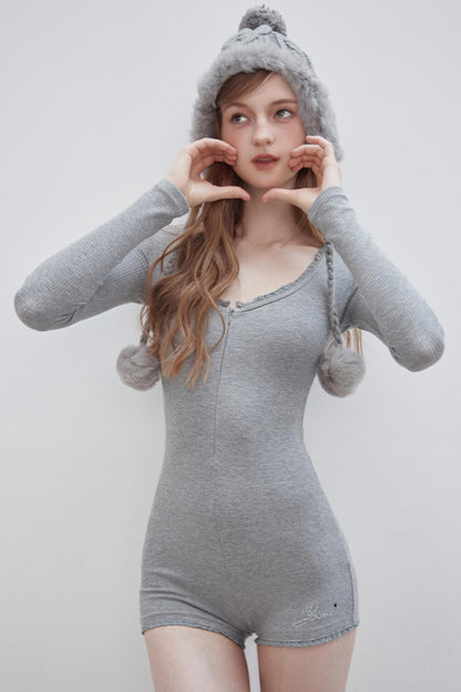 Slim Fit Long-Sleeve Jumpsuit