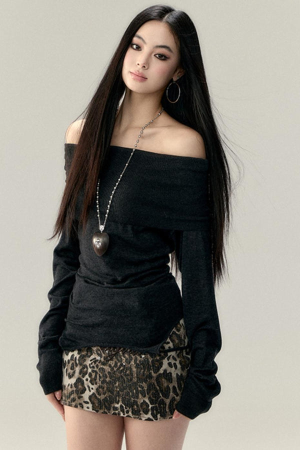 원숄더 니트 베스트 탑 