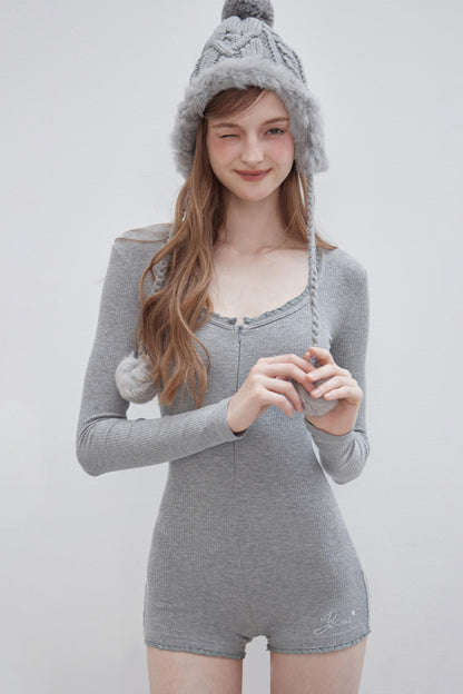 Slim Fit Long-Sleeve Jumpsuit