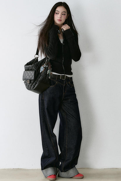 Base Shirt & Loose Cuffed Jeans Set-Up