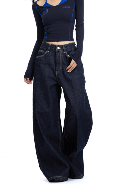 Retro Weite Bein Split Jeans Hose 