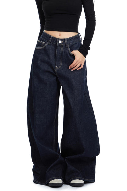 Retro Weite Bein Split Jeans Hose 