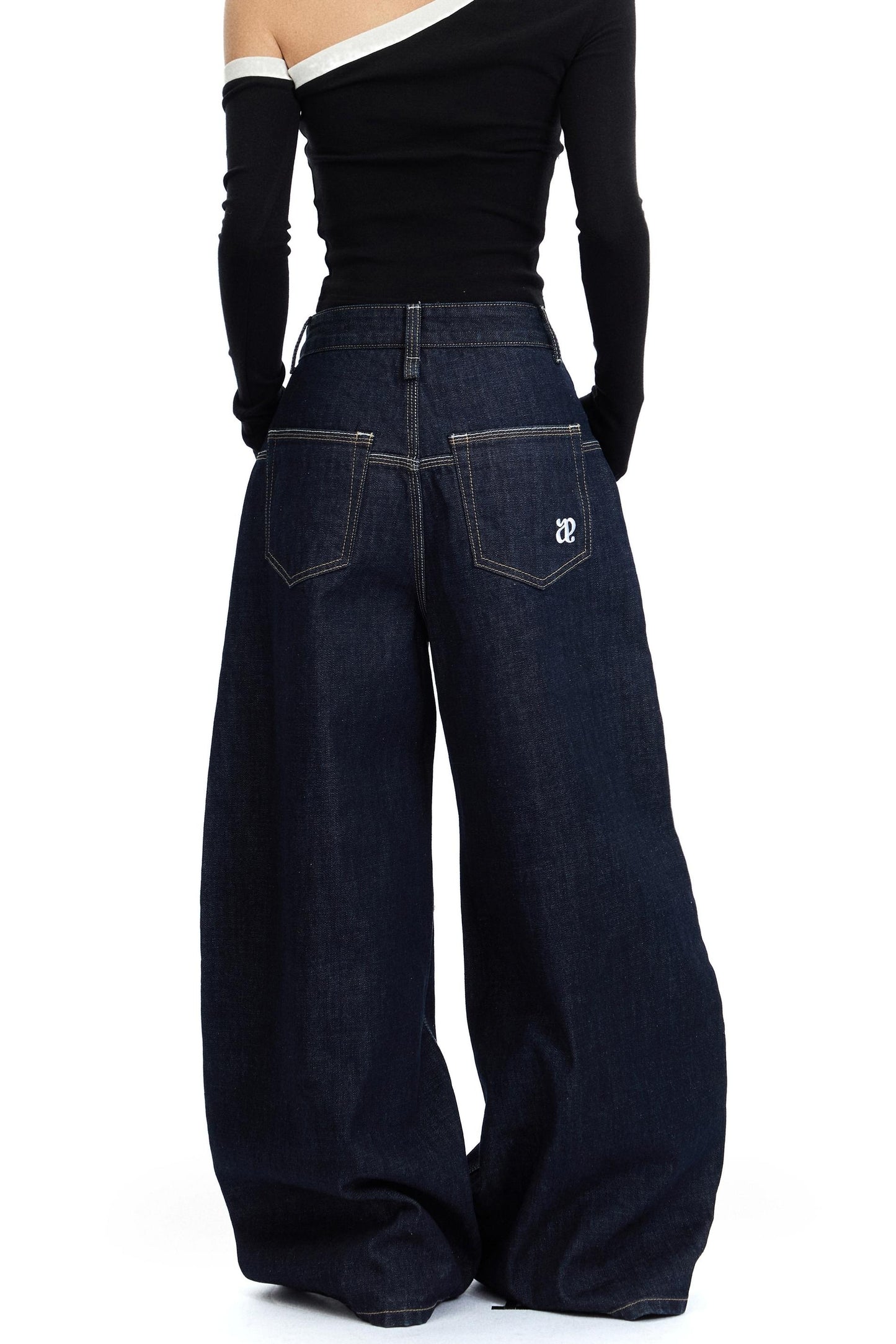 Retro Weite Bein Split Jeans Hose 