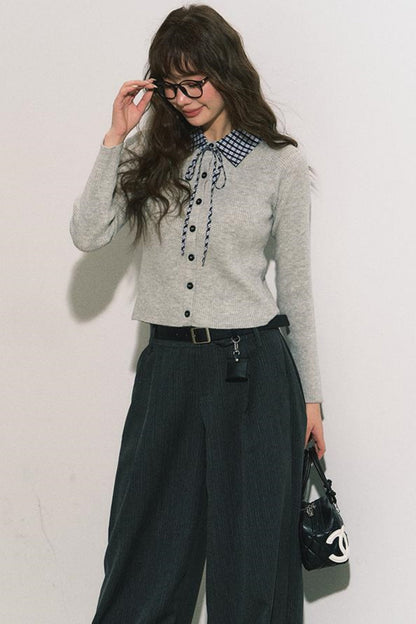 Slim Gray Knit Cardigan