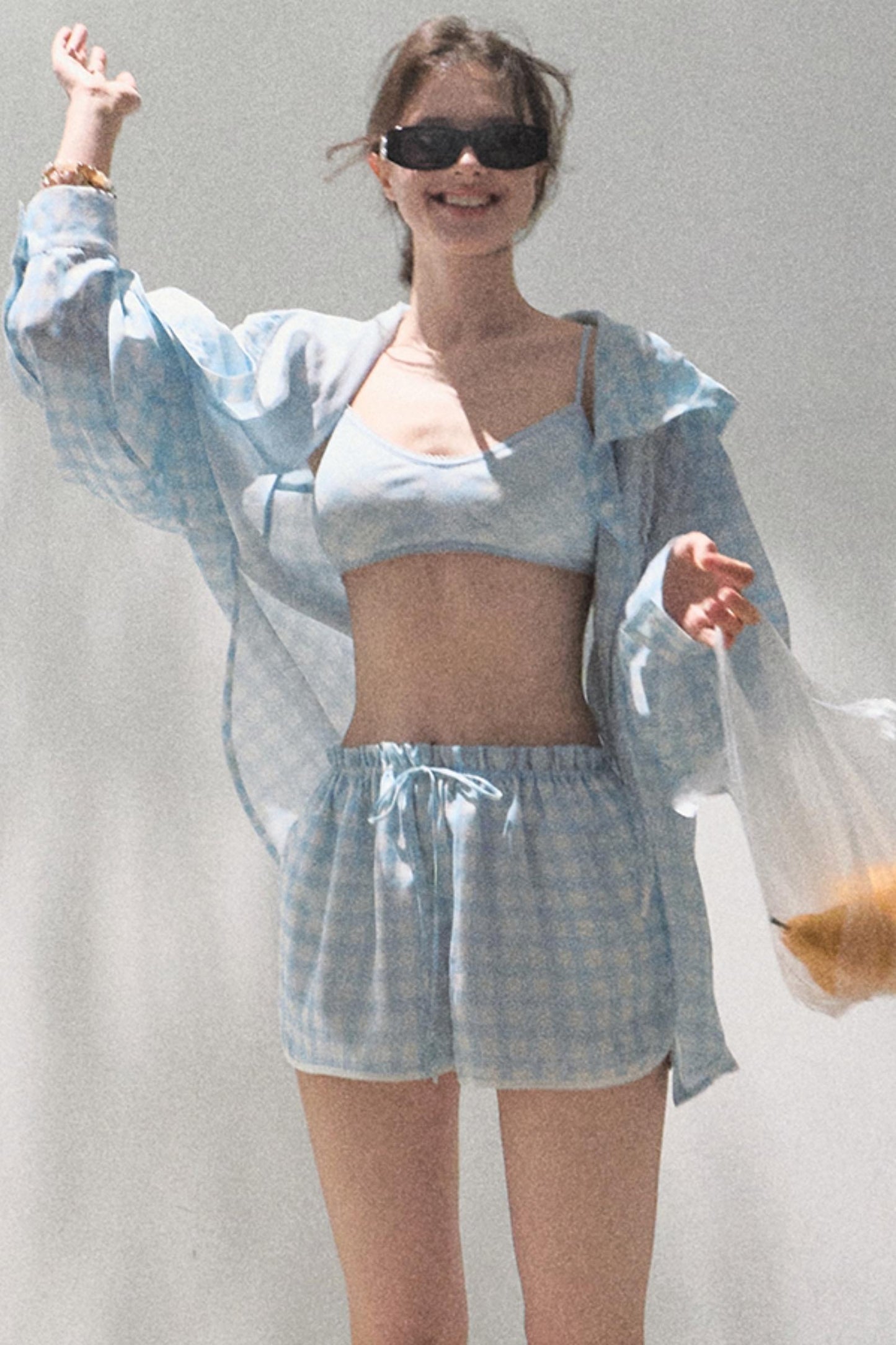 Sun Plaid Shirt & Shorts Set-Up