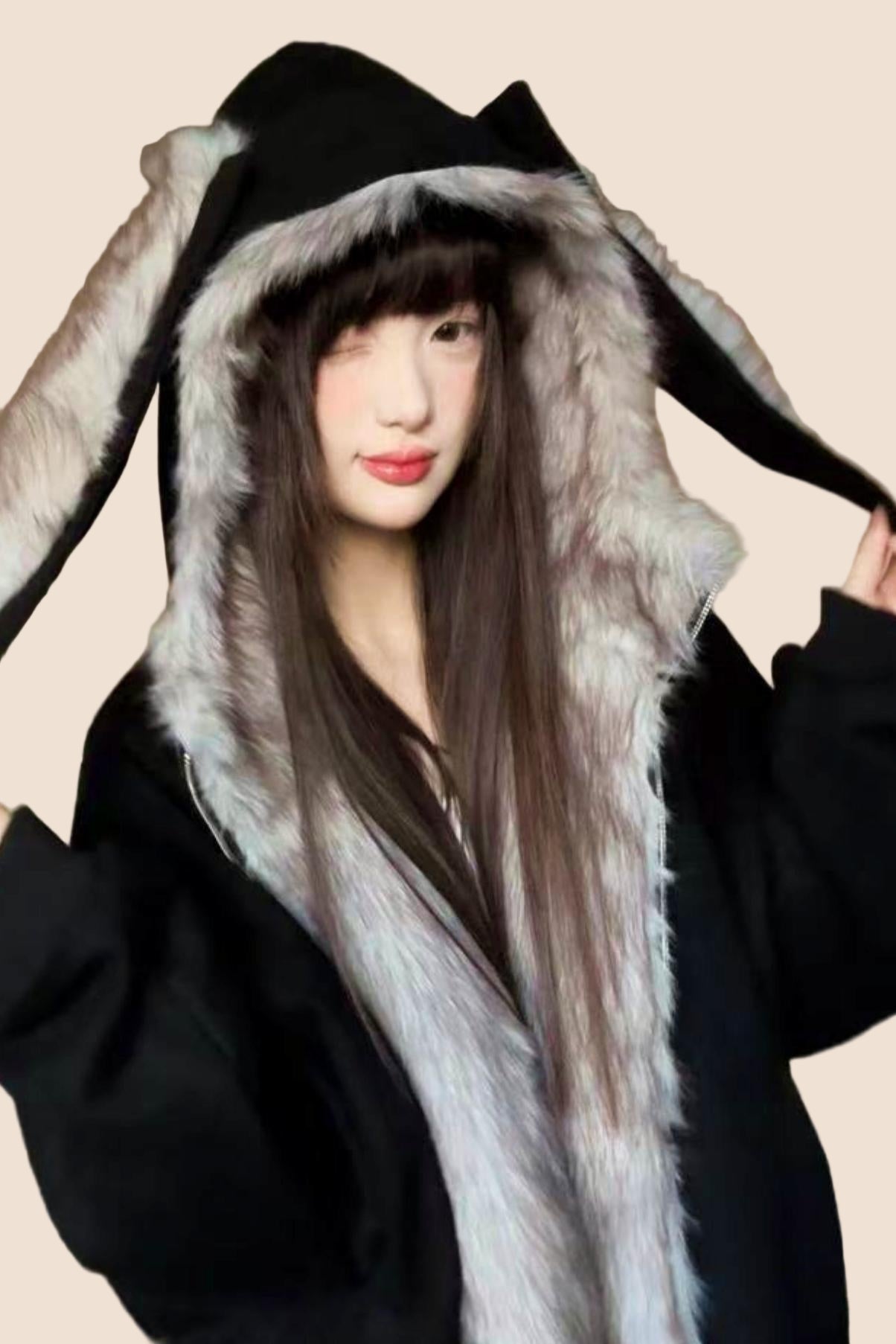 Hooded Bunny Ear Cardigan Jacket