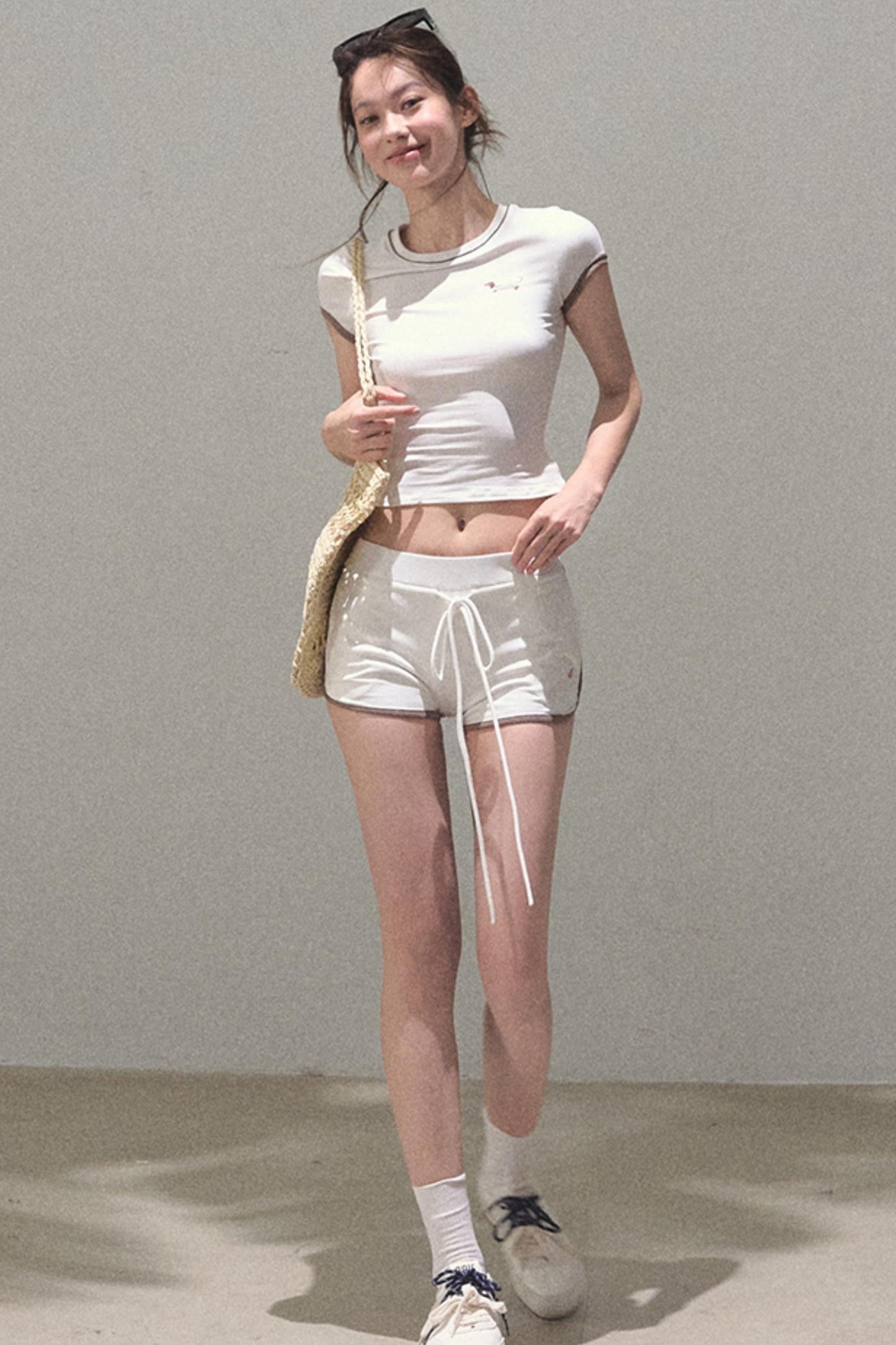 Colorblock Lace-Up Top Set-Up