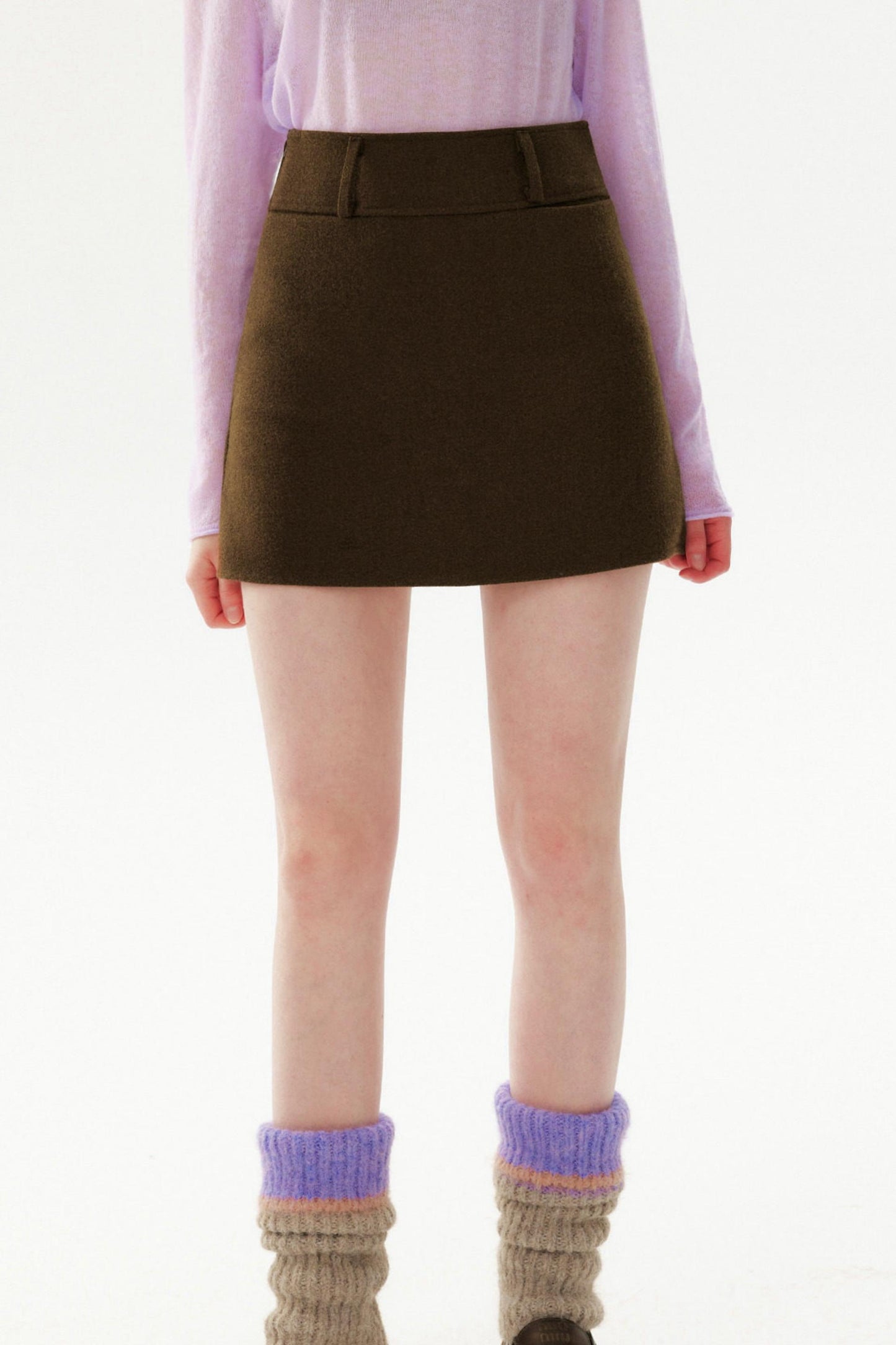 Brown Retro Woolen Skirt