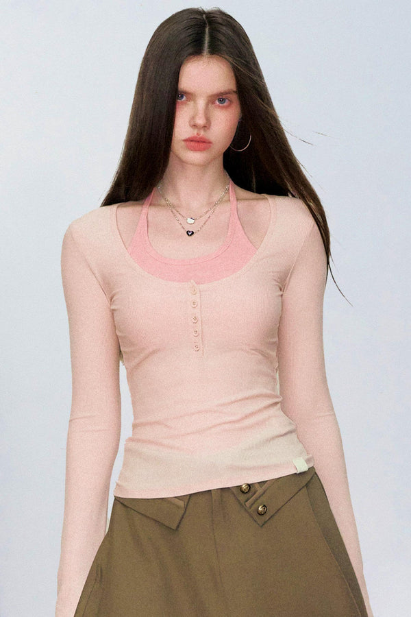 Viapitti Halter Neck Faux Lyocell Top