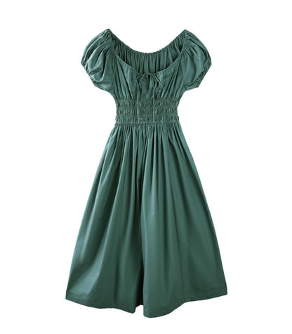 Chic Puff Sleeve Tie Dress