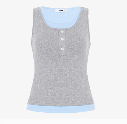 Blue Gray Layered Tank Top