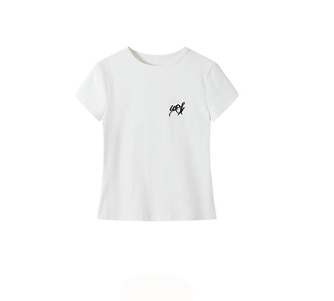 White Floral Skirt And White T-Shirt Set-Up