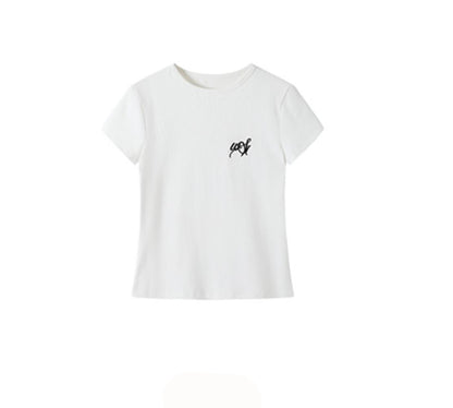 White Floral Skirt And White T-Shirt Set-Up