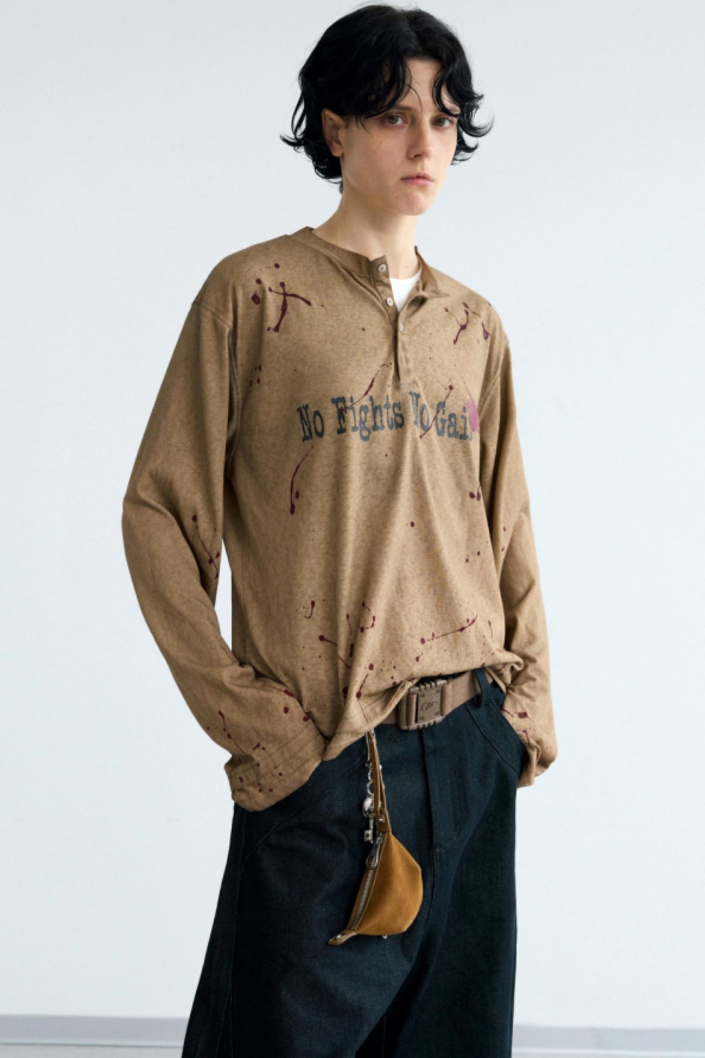 Vintage Splash Ink Henley Tee