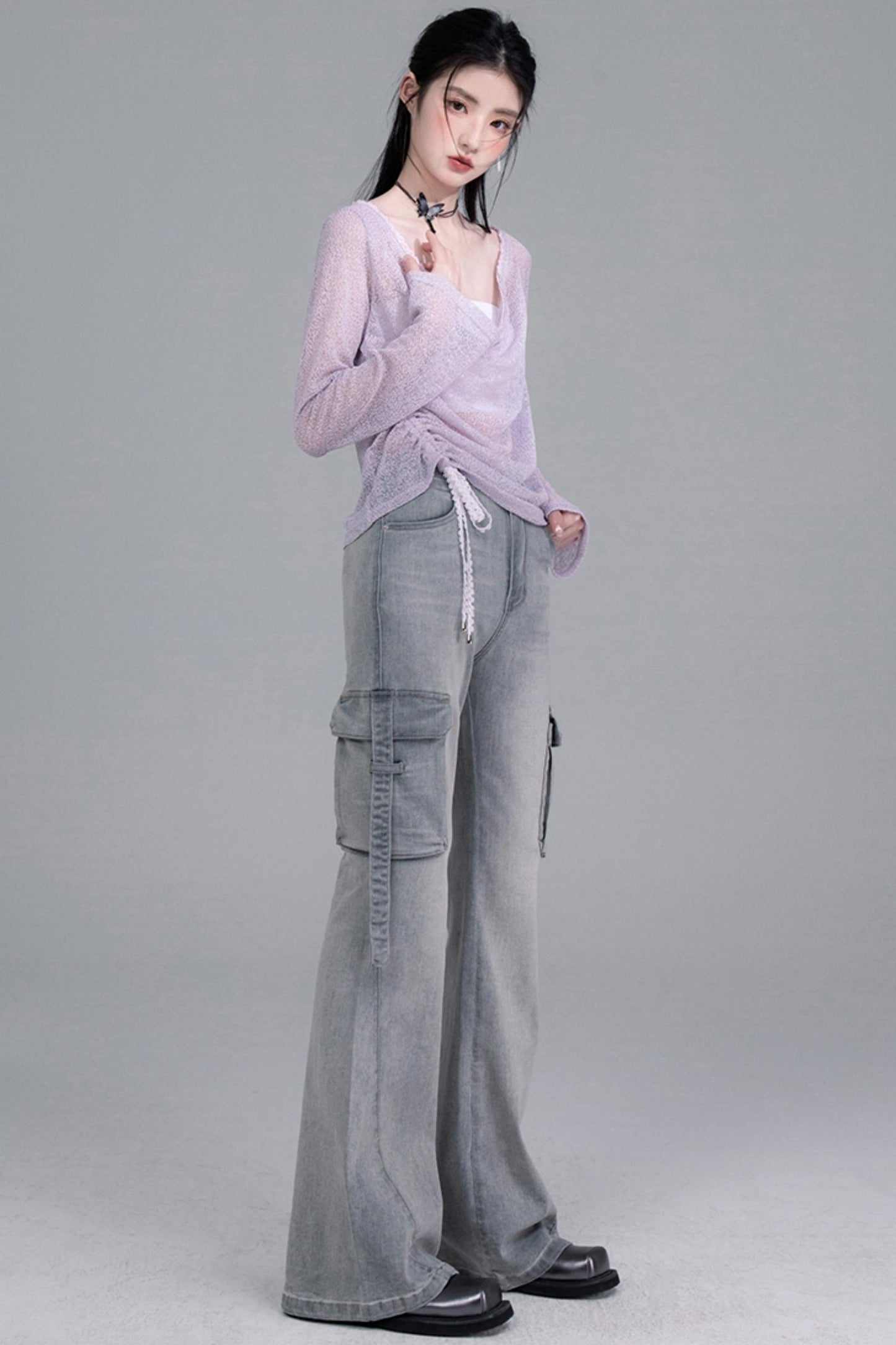 Flared Denim Pants