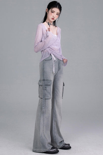 Flared Denim Pants