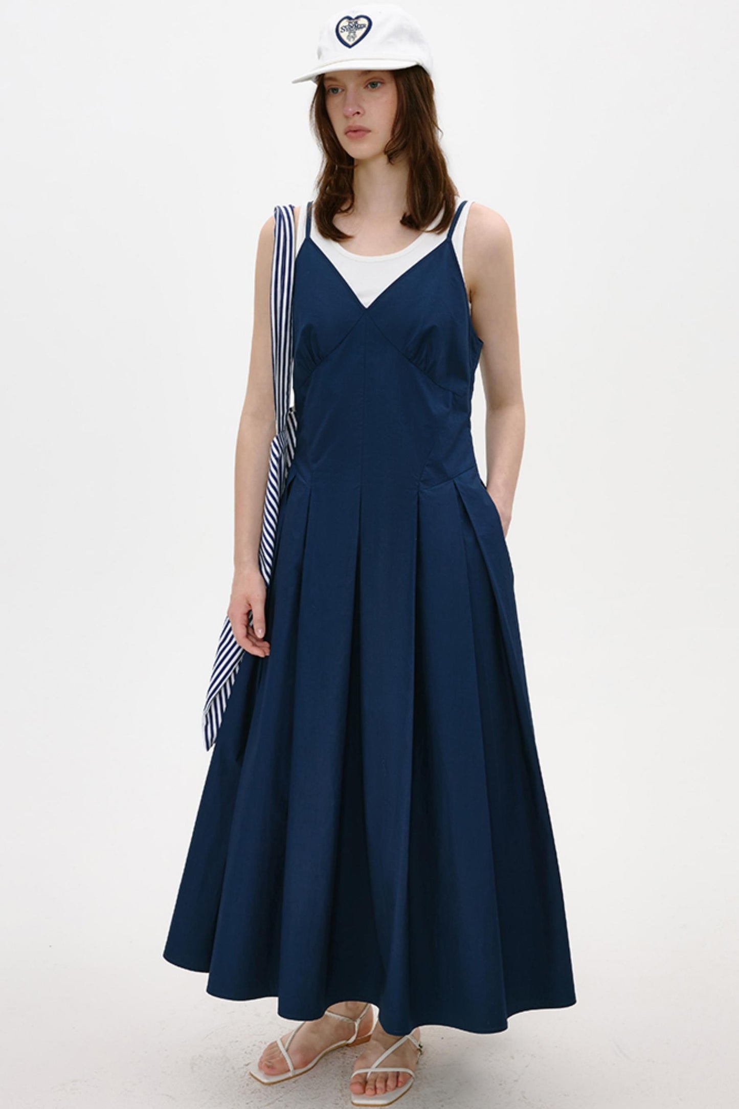 Antique Blue Luxe Halter Dress