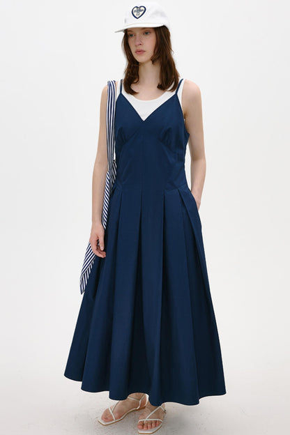 Antique Blue Luxe Halter Dress