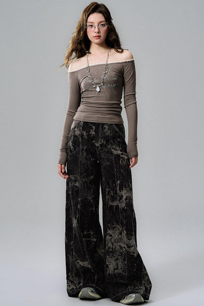 Wide Leg Denim Pants