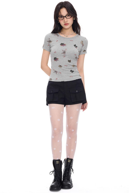 Cute Cat Print Tee
