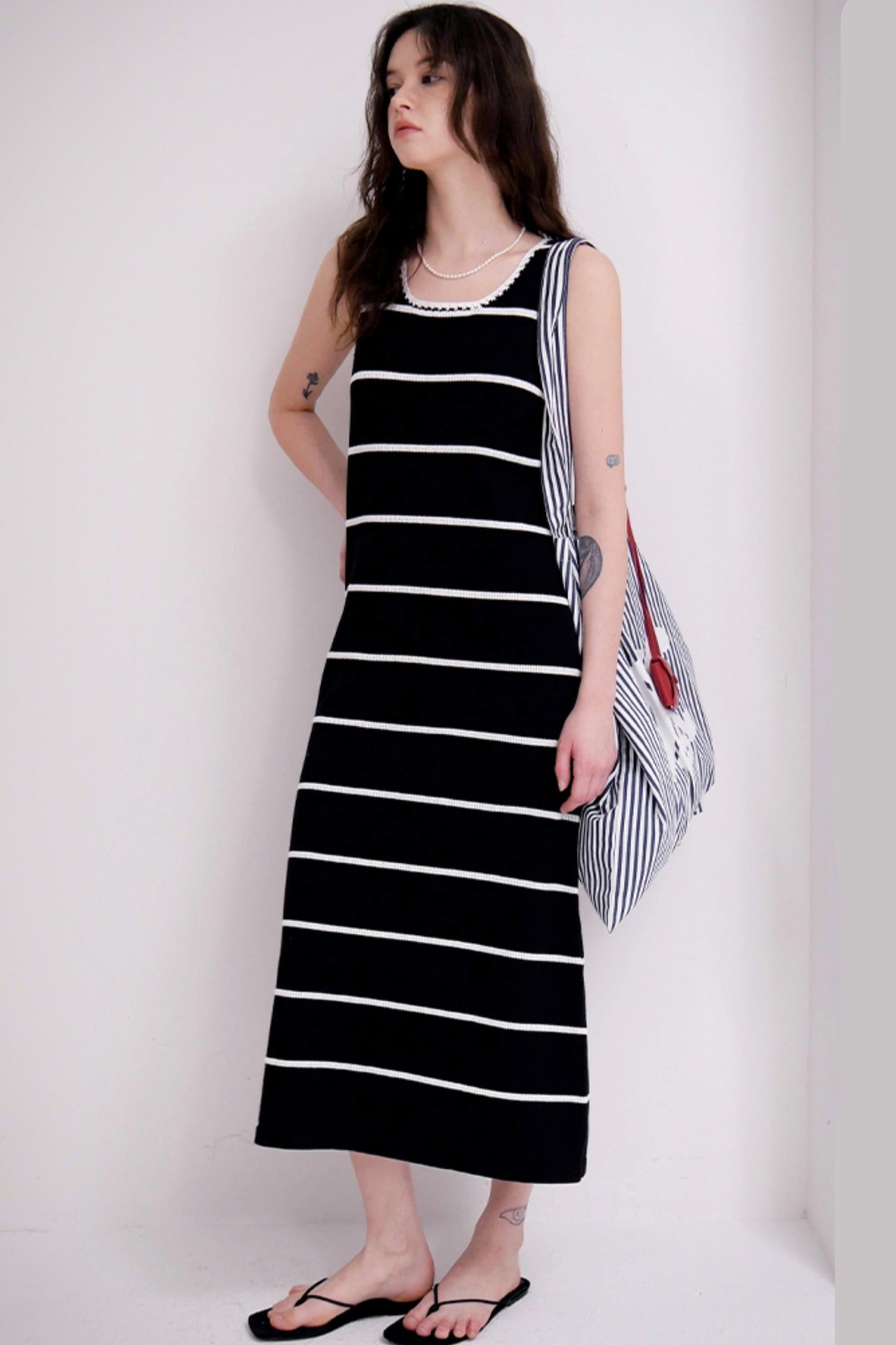 Crochet Lace Striped Dress