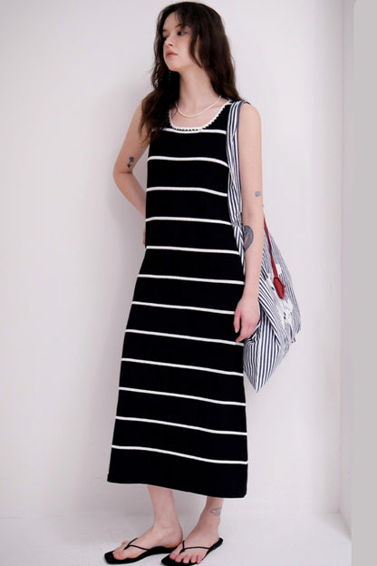 Crochet Lace Striped Dress